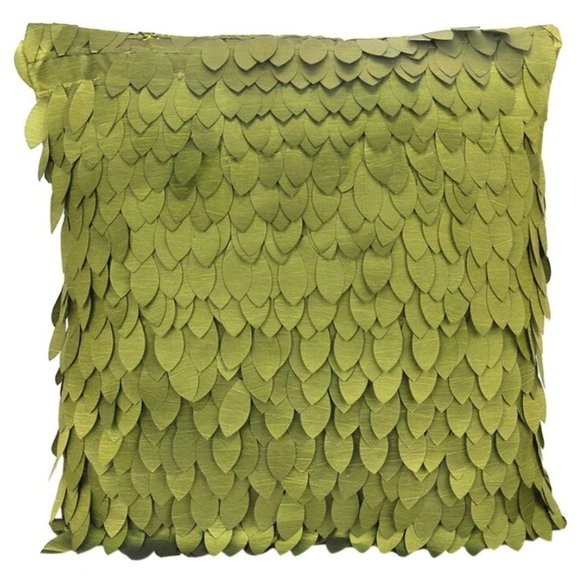 Green leaves style silk cushion covers - Picture 2 of 5